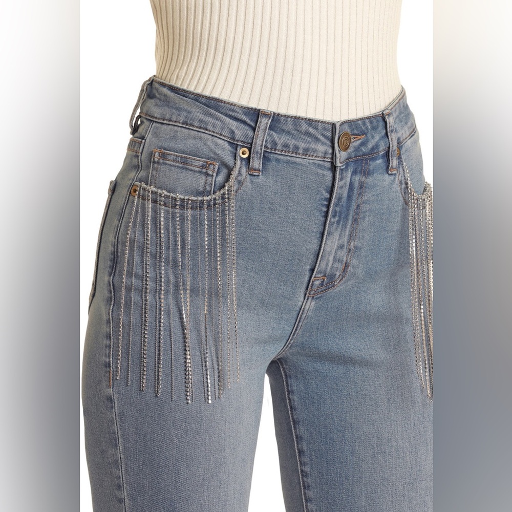 ROCK & ROLL DENIM POCKET FRINGE HIGH RISE FLARE 25 - Picture 2 of 7